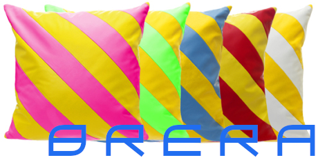 Brera pillows with alternating stripes and eye popping color combinations